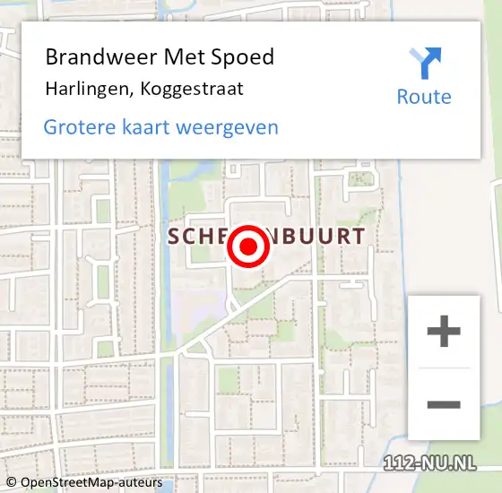 Locatie op kaart van de 112 melding: Brandweer Met Spoed Naar Harlingen, Koggestraat op 5 januari 2020 17:45