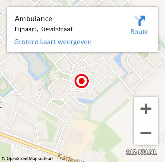 Locatie op kaart van de 112 melding: Ambulance Fijnaart, Kievitstraat op 24 april 2014 19:29