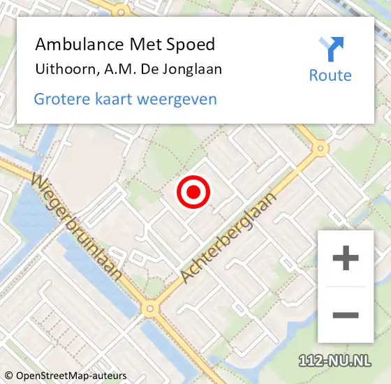 Locatie op kaart van de 112 melding: Ambulance Met Spoed Naar Uithoorn, A.M. De Jonglaan op 5 januari 2020 18:03