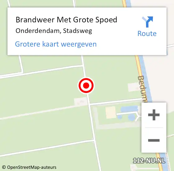 Locatie op kaart van de 112 melding: Brandweer Met Grote Spoed Naar Onderdendam, Stadsweg op 5 januari 2020 18:39