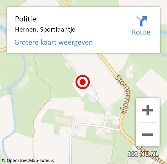 Locatie op kaart van de 112 melding: Politie Hernen, Sportlaantje op 5 januari 2020 19:13