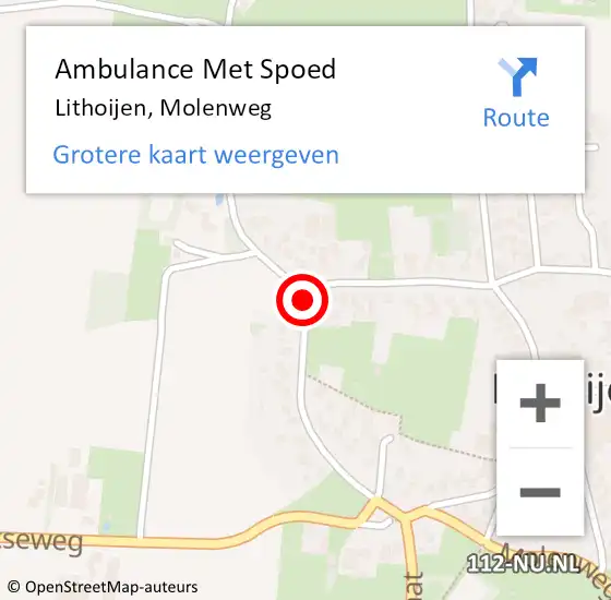 Locatie op kaart van de 112 melding: Ambulance Met Spoed Naar Lithoijen, Molenweg op 5 januari 2020 19:27