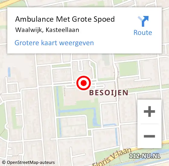 Locatie op kaart van de 112 melding: Ambulance Met Grote Spoed Naar Waalwijk, Kasteellaan op 5 januari 2020 19:41