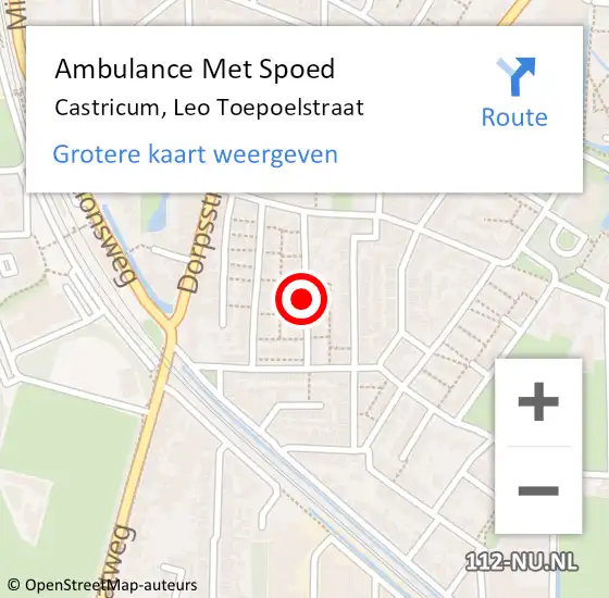 Locatie op kaart van de 112 melding: Ambulance Met Spoed Naar Castricum, Leo Toepoelstraat op 5 januari 2020 20:27