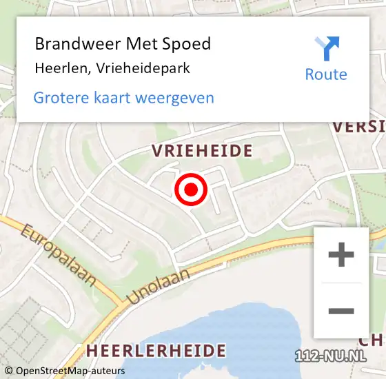 Locatie op kaart van de 112 melding: Brandweer Met Spoed Naar Heerlen, Vrieheidepark op 5 januari 2020 20:40