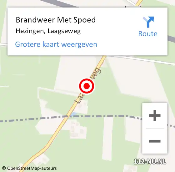 Locatie op kaart van de 112 melding: Brandweer Met Spoed Naar Hezingen, Laagseweg op 24 april 2014 19:39