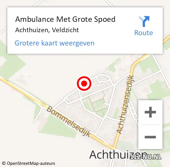 Locatie op kaart van de 112 melding: Ambulance Met Grote Spoed Naar Achthuizen, Veldzicht op 5 januari 2020 21:08