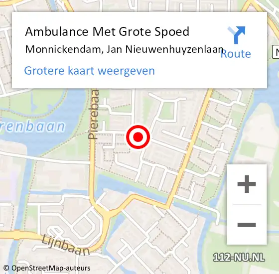 Locatie op kaart van de 112 melding: Ambulance Met Grote Spoed Naar Monnickendam, Jan Nieuwenhuyzenlaan op 5 januari 2020 21:39