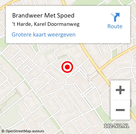 Locatie op kaart van de 112 melding: Brandweer Met Spoed Naar 't Harde, Karel Doormanweg op 24 april 2014 19:43