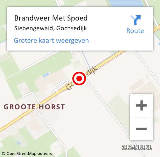 Locatie op kaart van de 112 melding: Brandweer Met Spoed Naar Siebengewald, Gochsedijk op 5 januari 2020 23:02