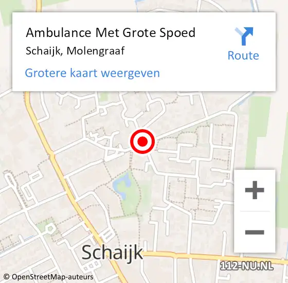 Locatie op kaart van de 112 melding: Ambulance Met Grote Spoed Naar Schaijk, Molengraaf op 5 januari 2020 23:32