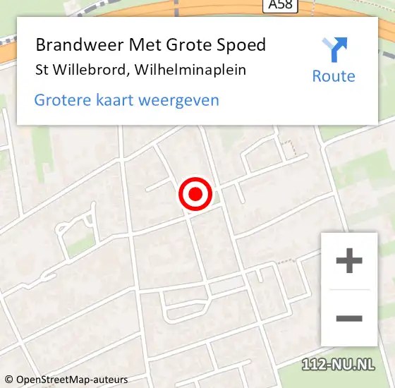 Locatie op kaart van de 112 melding: Brandweer Met Grote Spoed Naar St Willebrord, Wilhelminaplein op 6 januari 2020 01:29