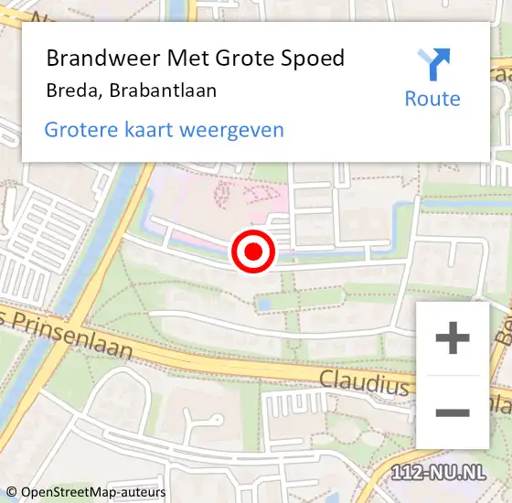 Locatie op kaart van de 112 melding: Brandweer Met Grote Spoed Naar Breda, Brabantlaan op 6 januari 2020 01:37