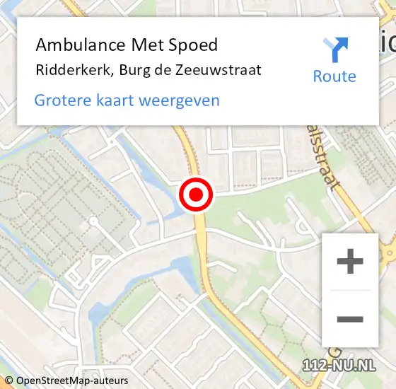 Locatie op kaart van de 112 melding: Ambulance Met Spoed Naar Ridderkerk, Burg de Zeeuwstraat op 6 januari 2020 01:54