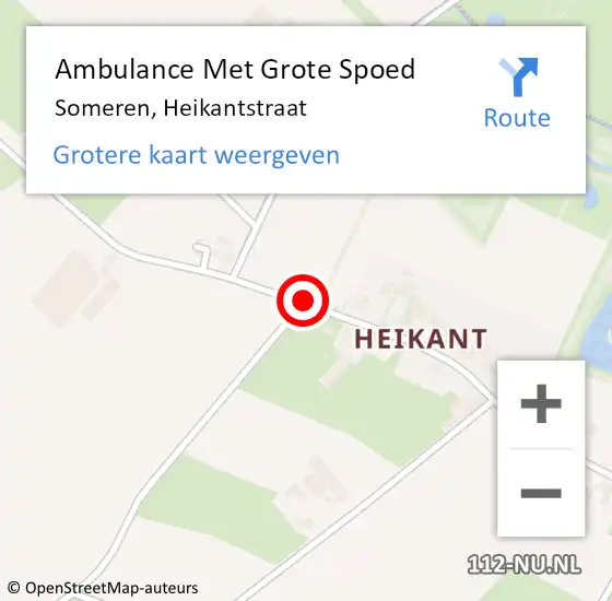 Locatie op kaart van de 112 melding: Ambulance Met Grote Spoed Naar Someren, Heikantstraat op 6 januari 2020 02:28