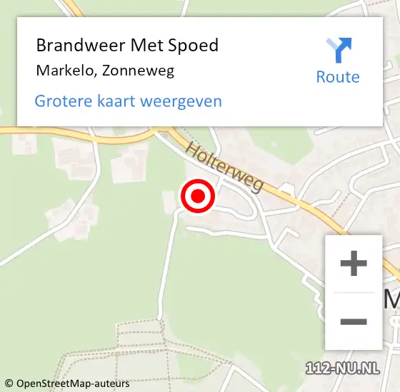 Locatie op kaart van de 112 melding: Brandweer Met Spoed Naar Markelo, Zonneweg op 24 april 2014 20:03