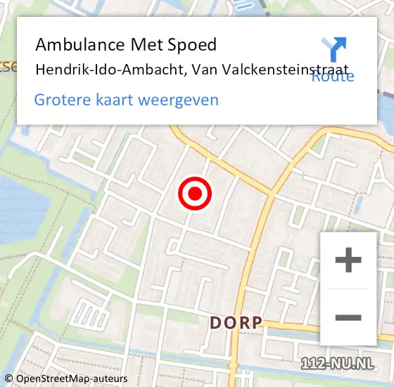 Locatie op kaart van de 112 melding: Ambulance Met Spoed Naar Hendrik-Ido-Ambacht, Van Valckensteinstraat op 6 januari 2020 06:41