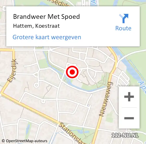 Locatie op kaart van de 112 melding: Brandweer Met Spoed Naar Hattem, Koestraat op 24 april 2014 20:12