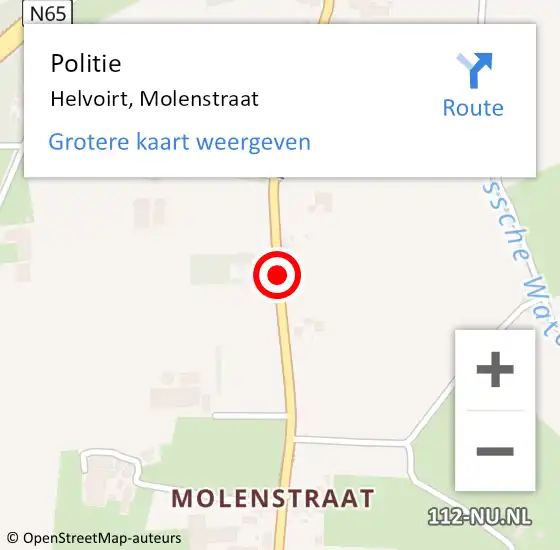 Locatie op kaart van de 112 melding: Politie Helvoirt, Molenstraat op 6 januari 2020 08:43