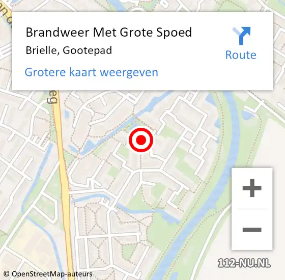 Locatie op kaart van de 112 melding: Brandweer Met Grote Spoed Naar Brielle, Gootepad op 6 januari 2020 08:49