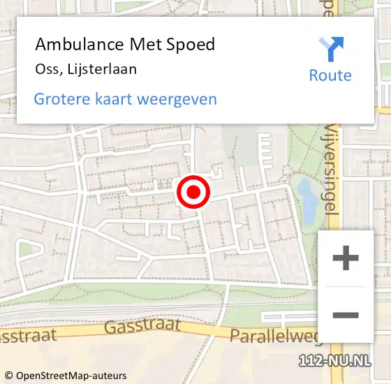 Locatie op kaart van de 112 melding: Ambulance Met Spoed Naar Oss, Lijsterlaan op 6 januari 2020 08:52