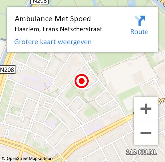 Locatie op kaart van de 112 melding: Ambulance Met Spoed Naar Haarlem, Frans Netscherstraat op 6 januari 2020 09:14