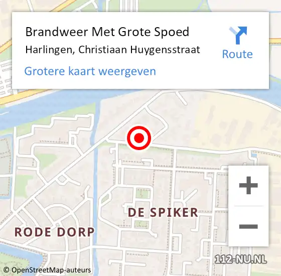 Locatie op kaart van de 112 melding: Brandweer Met Grote Spoed Naar Harlingen, Christiaan Huygensstraat op 24 april 2014 20:22