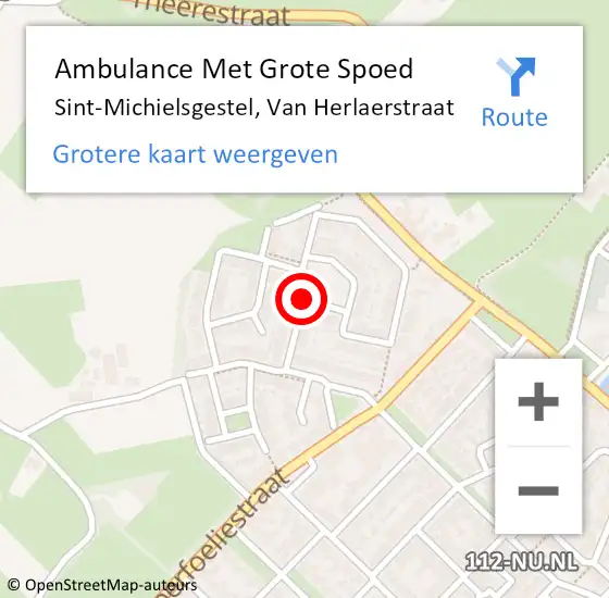 Locatie op kaart van de 112 melding: Ambulance Met Grote Spoed Naar Sint-Michielsgestel, Van Herlaerstraat op 6 januari 2020 09:34