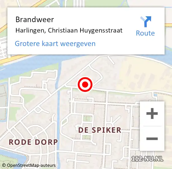 Locatie op kaart van de 112 melding: Brandweer Harlingen, Christiaan Huygensstraat op 24 april 2014 20:25