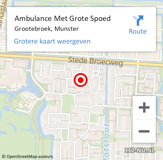 Locatie op kaart van de 112 melding: Ambulance Met Grote Spoed Naar Grootebroek, Munster op 6 januari 2020 10:07