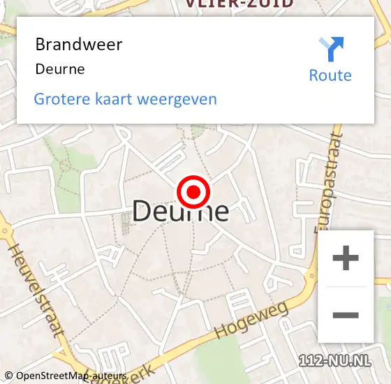 Locatie op kaart van de 112 melding: Brandweer Deurne op 6 januari 2020 10:45