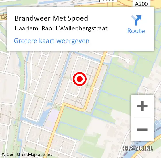 Locatie op kaart van de 112 melding: Brandweer Met Spoed Naar Haarlem, Raoul Wallenbergstraat op 24 april 2014 20:32