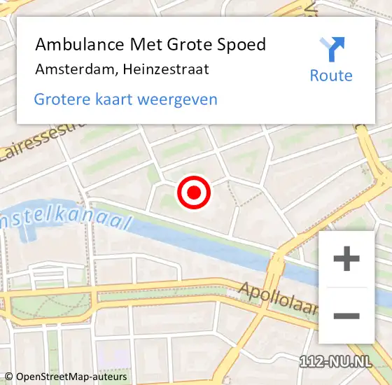 Locatie op kaart van de 112 melding: Ambulance Met Grote Spoed Naar Amsterdam, Heinzestraat op 6 januari 2020 10:58