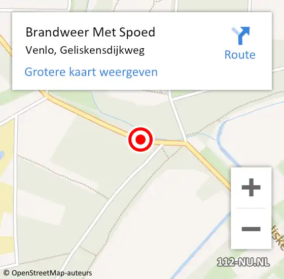 Locatie op kaart van de 112 melding: Brandweer Met Spoed Naar Venlo, Geliskensdijkweg op 6 januari 2020 11:23