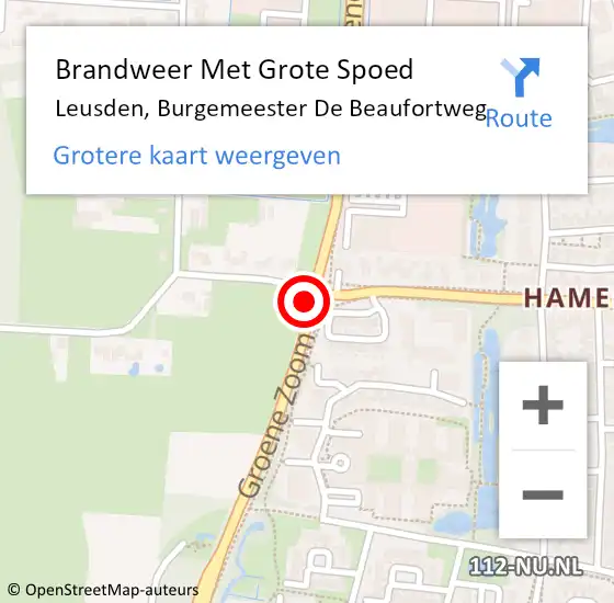 Locatie op kaart van de 112 melding: Brandweer Met Grote Spoed Naar Leusden, Burgemeester De Beaufortweg op 6 januari 2020 11:47