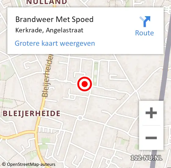 Locatie op kaart van de 112 melding: Brandweer Met Spoed Naar Kerkrade, Angelastraat op 6 januari 2020 12:35