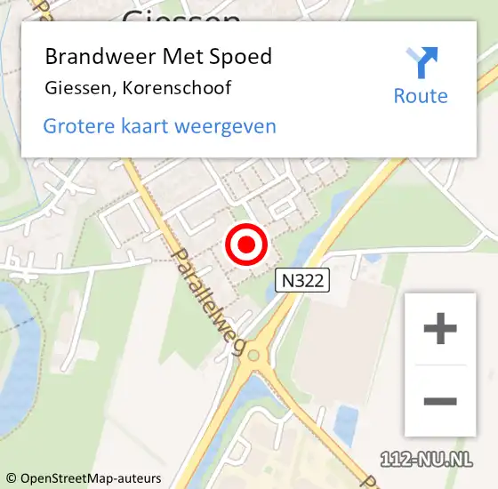 Locatie op kaart van de 112 melding: Brandweer Met Spoed Naar Giessen, Korenschoof op 6 januari 2020 13:26