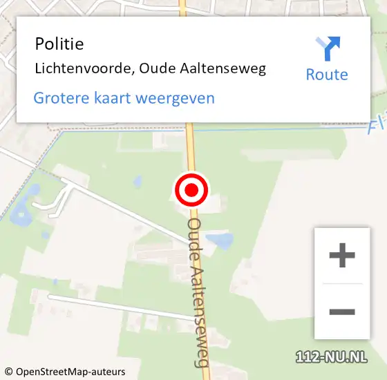 Locatie op kaart van de 112 melding: Politie Lichtenvoorde, Oude Aaltenseweg op 6 januari 2020 13:29