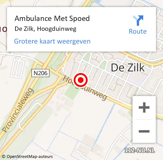 Locatie op kaart van de 112 melding: Ambulance Met Spoed Naar De Zilk, Hoogduinweg op 24 april 2014 20:58