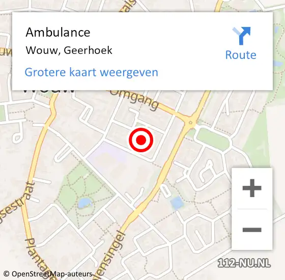 Locatie op kaart van de 112 melding: Ambulance Wouw, Geerhoek op 6 januari 2020 13:46