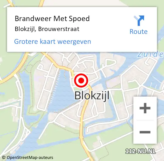 Locatie op kaart van de 112 melding: Brandweer Met Spoed Naar Blokzijl, Brouwerstraat op 24 april 2014 21:02