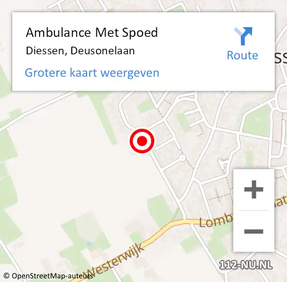 Locatie op kaart van de 112 melding: Ambulance Met Spoed Naar Diessen, Deusonelaan op 6 januari 2020 15:51