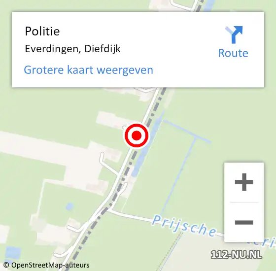 Locatie op kaart van de 112 melding: Politie Everdingen, Diefdijk op 6 januari 2020 16:00