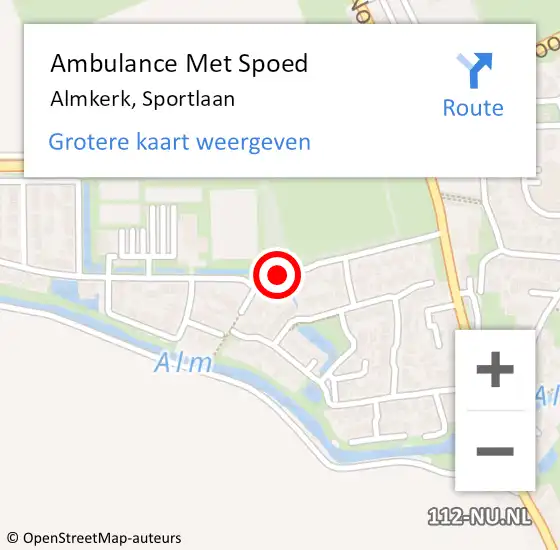 Locatie op kaart van de 112 melding: Ambulance Met Spoed Naar Almkerk, Sportlaan op 6 januari 2020 16:06