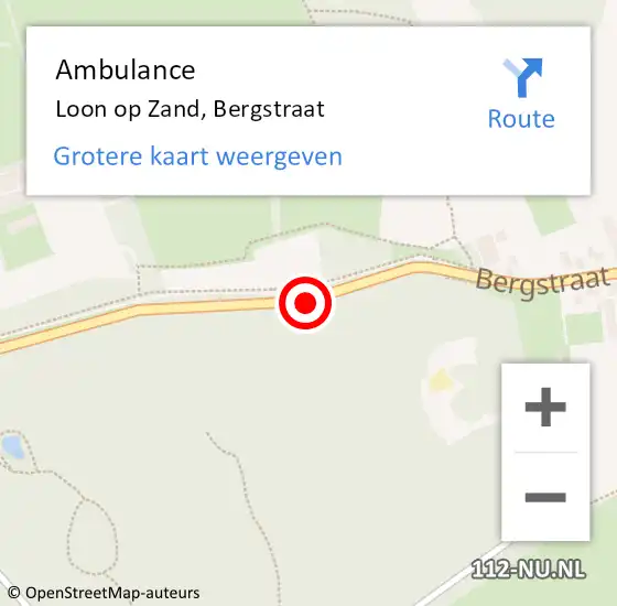 Locatie op kaart van de 112 melding: Ambulance Loon op Zand, Bergstraat op 6 januari 2020 16:35