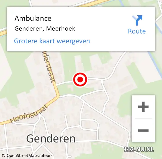 Locatie op kaart van de 112 melding: Ambulance Genderen, Meerhoek op 6 januari 2020 16:59