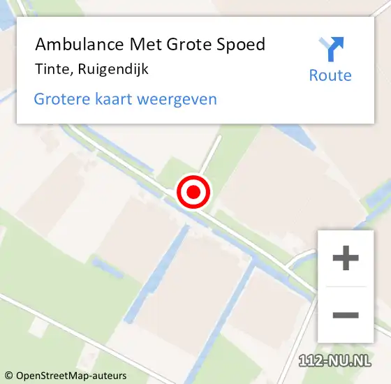 Locatie op kaart van de 112 melding: Ambulance Met Grote Spoed Naar Tinte, Ruigendijk op 24 april 2014 21:27