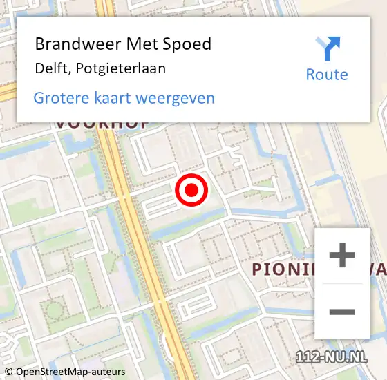 Locatie op kaart van de 112 melding: Brandweer Met Spoed Naar Delft, Potgieterlaan op 6 januari 2020 17:19