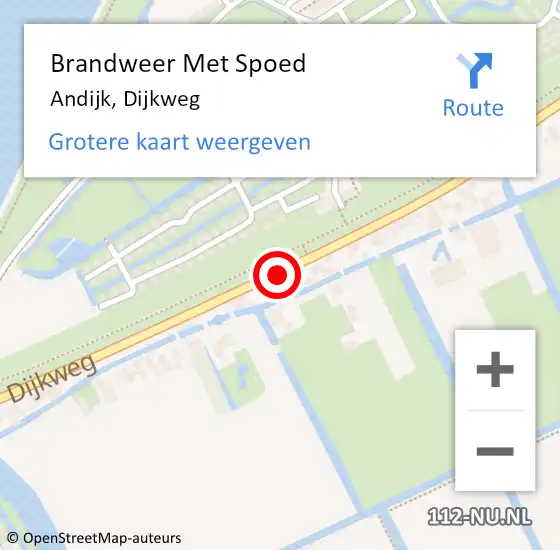 Locatie op kaart van de 112 melding: Brandweer Met Spoed Naar Andijk, Dijkweg op 24 april 2014 21:29