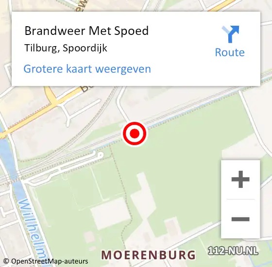 Locatie op kaart van de 112 melding: Brandweer Met Spoed Naar Tilburg, Spoordijk op 6 januari 2020 17:42